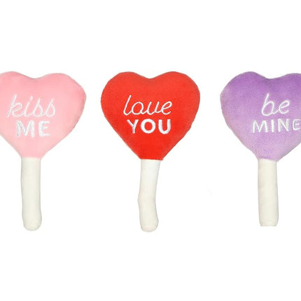 Pearhead Valentine’s Day Plush Squeaky Dog Toys – Candy Popsicle Dog Toy Set, Soft Chew Interactive Toys for Dogs, Set of 3
