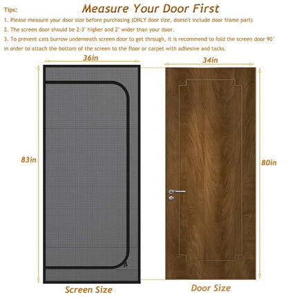 DOOREASY Pet Screen Door, Upgraded Cat Resistant Door to Stop Cats Running Out, Easy Install Mesh with Zipper Closure, No Slightest Gap, Fresh Air in (Fits Doors Up to 34''x80'') (PE-DR3480)