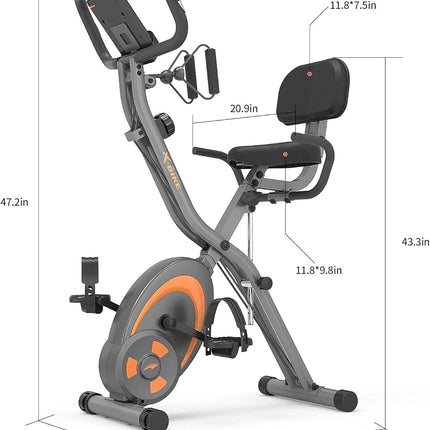 leikefitness Folding Stationary Bike Recumbent Exercise Bike w/Arm Resistance Bands-Pulse Sensor-LCD Monitor and Easy to Assemble Indoor Cycling Bike 2280 (GREY)