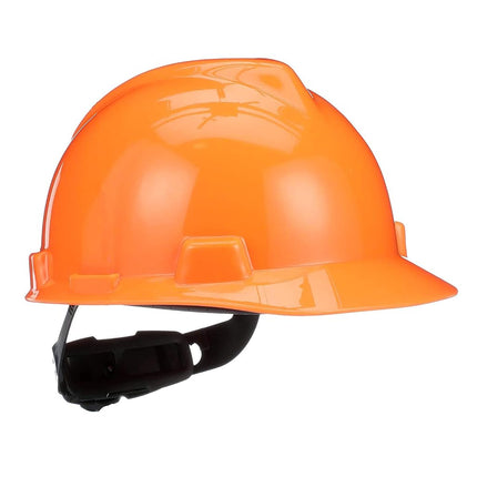 Msa Safety Sales, Llc - 488146 Orange V-Gard Polyethylene Cap Style Hard Hat With Ratchet4 Point Ratchet Suspension, Hi-Viz Orange, Standard