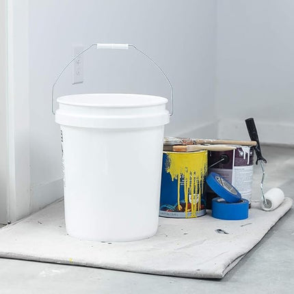 United Solutions 5-Gallon Heavy-Duty Buckets with Snap-On Lids, 6-Pack – BPA-Free, Food-Grade Plastic, Multi-Purpose Storage for Home, DIY, and Job Sites – White