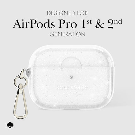 kate spade new york AirPods Pro Protective Case with Keychain Ring -That Sparkle Silver, Compatible with AirPods Pro 2nd / 1st Generation