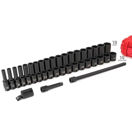 TEKTON 3/8 Inch Drive 6-Point Impact Socket Set, 41-Piece (6-24 mm) | SID91401