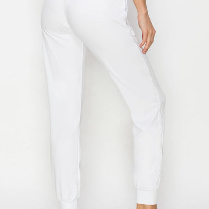 ALWAYS Women Jogger Sweatpants - Super Soft Stretch Lightweight Drawstrings Pants with Pork Chop Pockets, White, XXL