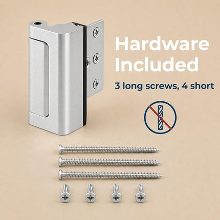 Defender Security U 11325 Door Reinforcement Lock – Add Extra, High Security to Your Home and Prevent Unauthorized Entry – 3” Stop, Aluminum Construction, Brushed Chrome (Single Pack)