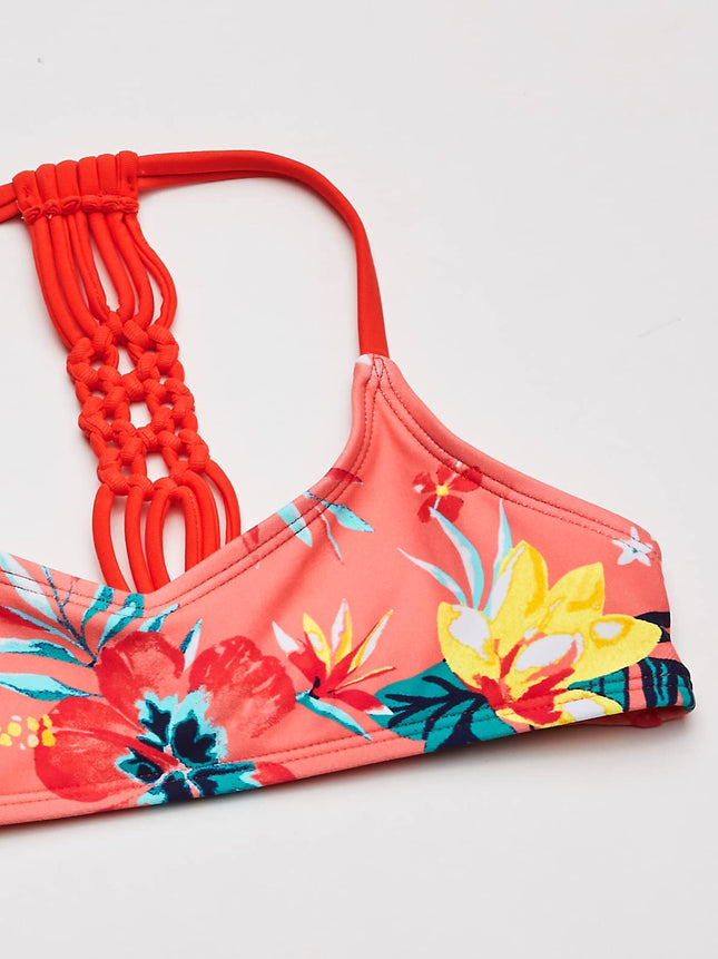 Kanu Surf Filles Willow Col V Bikini Plage Sport Maillot de Bain 2 Pièces, Brooke Corail, 16