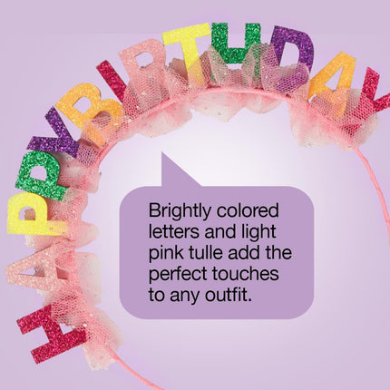 Scunci by Conair Birthday headband- Birthday girl head band- Birthday gifts for women or girls - Bright colors w/tulle - 1 Count