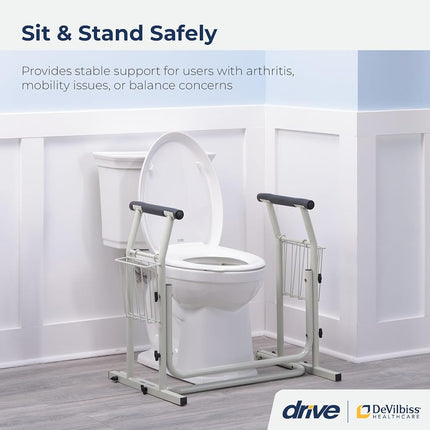 Drive Medical Stand Alone Toilet Safety Rail, White