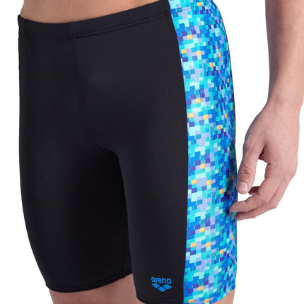 ARENA Men's Performance Pool Tiles Swim Jammer Trunks, Black/Blue Multi, 24