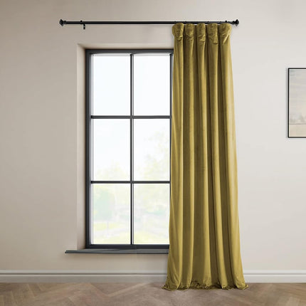 HPD Half Price Drapes Heritage Plush Velvet Curtains 108 Inches Long Room Darkening Curtains for Bedroom & Living Room 50W x 108L, (1 Panel), Peat Green