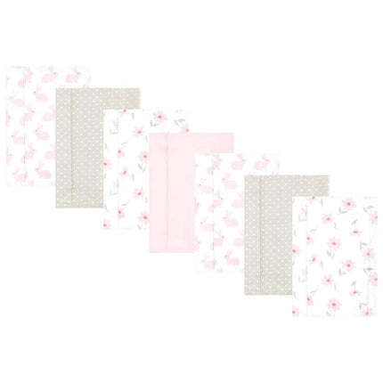 Hudson Baby Juego de 7 paños de franela para bebé, conejita de miel rosa, talla única