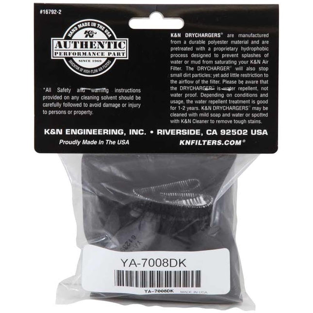 K&N Filters YA-7008DK Motorcycle Air Filter Wrap