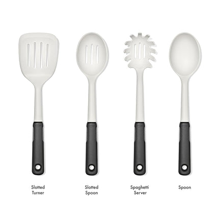 OXO Good Grips 4‑Piece Nylon Utensil Set, Oat, Cooking Utensil Set Designed to Protect Non-Stick Cookware