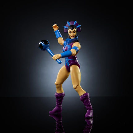 Masters of the Universe Origins Toy, Evil-Lyn Cartoon Collection Action Figure, 5.5-inch MOTU Villain, 16 Articulations, Wand & Staff & Comic, HYD35