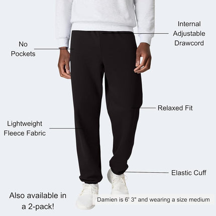 Hanes Men's Fleece Sweatpants, EcoSmart Athletic Lounge Pants, 32" (1 Or 2 Pack), Black-1 Pack, Medium