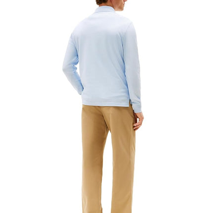 Tommy Hilfiger Men's Long Sleeve Polo Shirts in Regular Fit with Stretch and Organic Pique Cotton, Breezy Blue, S