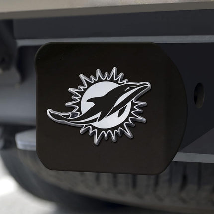 FanMats 21555: Miami Dolphins Black Metal Hitch Cover with Metal Chrome 3D Emblem
