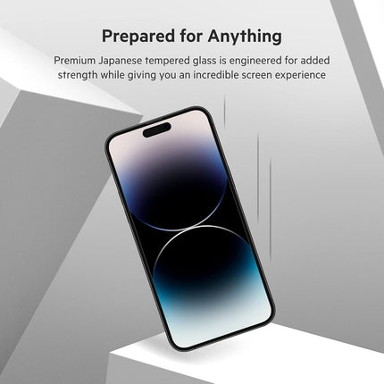 Belkin TemperedGlass iPhone 14 Pro Max Screen Protector, AntiMicrobial-Treated, Easy Bubble Free Application with Included Installation Guide Tray, 9H Hardness Tested