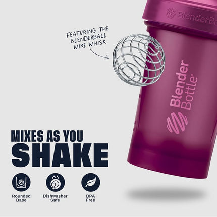 BlenderBottle Classic V2 Shaker Bottle Perfect for Protein Shakes and Pre Workout, 20-Ounce (3-Pack) Red, Green, and Plum