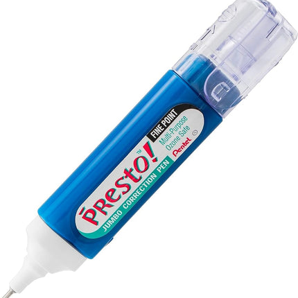 Pentel Presto! Jumbo Correction Pen, Fine Point, Metal Tip, White, 12 ml/0.4 fl.oz. 2 Pack (ZL31WBP-K6)