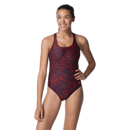 Speedo Race Maze Super Pro Back Swimsuit,Red/White