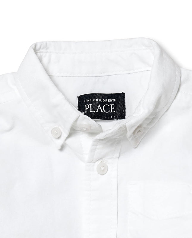 The Children's Place Single and Toddler Boys Short Sleeve Oxford Button Down Shirt, White Single, 2T