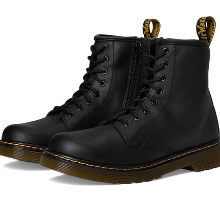 Bottes en cuir noir Dr.Martens Youth Delaney à 8 œillets, taille 5 M US Garçons / 6 US