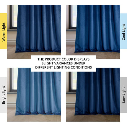 HPD Half Price Drapes Heritage Plush Velvet Curtains 96 Inches Long Room Darkening Curtains for Bedroom & Living Room 50W x 96L, (1 Panel), Pisces Blue