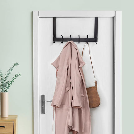 DOKU 2Pack Over The Door Hook, Heavy Duty Over Door Hanger Holder for Coat Robe Hat Clothe Towels Hanging, Bathroom Organizer Towel Rack 12 Hooks, Matte Black