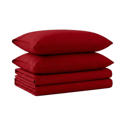 Tribeca Living FLSOEDSS Drap de lit en flanelle de luxe, poches profondes, très grand lit, rouge foncé