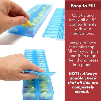 AM PM 31 Day Once-a Day Monthly Pill Planner Organizers - Large Compartment Pill Boxes Store Medications for Entire Month Plus Compartment for Extra Pills (AM/PM) (Am/Pm Yellow & Purple)