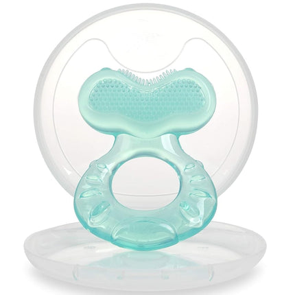 Nuby Teethe-EEZ Soft Silicone Teether | Silicone Teether with Surface to Massage Teeth | Hygienic Case Included | Turquoise | +3 Months