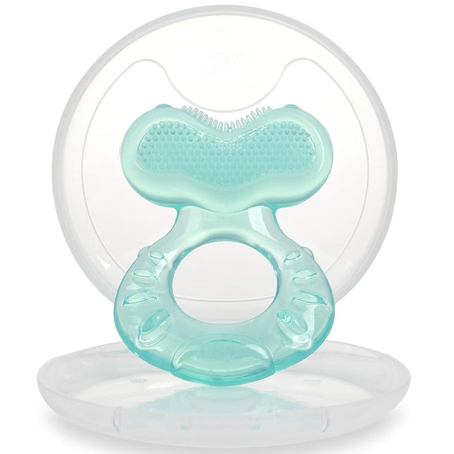 Nuby Teethe-EEZ Soft Silicone Teether | Silicone Teether with Surface to Massage Teeth | Hygienic Case Included | Turquoise | +3 Months