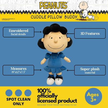 Collectibles Peanuts Lucy Bedding Super Soft Plush Decorative Throw Cuddle Pillow, (Officially Licensed Product) By Franco
