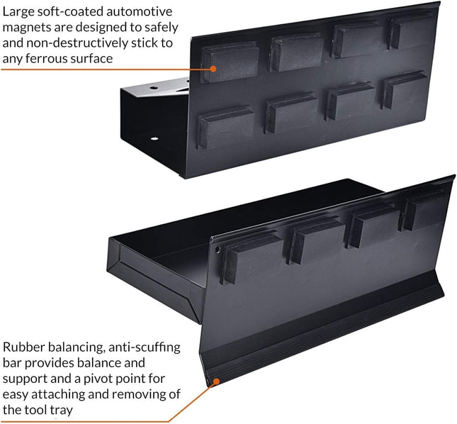 A A in 4-Piece Magnetic Toolbox Tray Set, Tray and Holder, Magnetic Toolbox Shelf Tool Box Cabinet Side Shelf Storage for Tool Organizer, Garage, 2 Trays, Can Caddy, Paper Towel & Screwdriver Holder