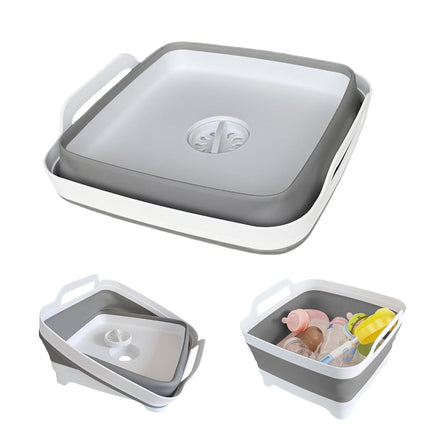 GIMWA 2.4Gal Collapsible Dish Basin with Drain Plug, Baby Bottle Wash Basin