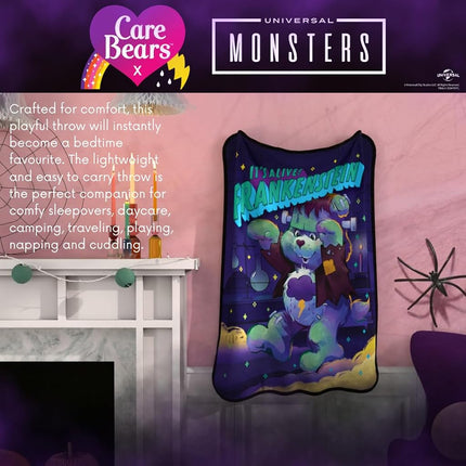 Franco Collectibles Care Bears X Monsters Frankenstein Bedding Super Soft Plush Throw, 46 in x 60 in, (Officially Licensed Product)
