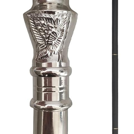 Vintage Antique Wooden Walking Stick Silver Brass Walking Pole with Gift Knob