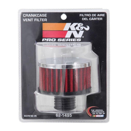 K&N Vent Air Filter/ Breather: High Performance, Premium, Washable, Replacement Engine Filter: Flange Diameter: 0.5 In, Filter Height: 1.75 In, Flange Length: 0.9375 In, Shape: Breather, 62-1495