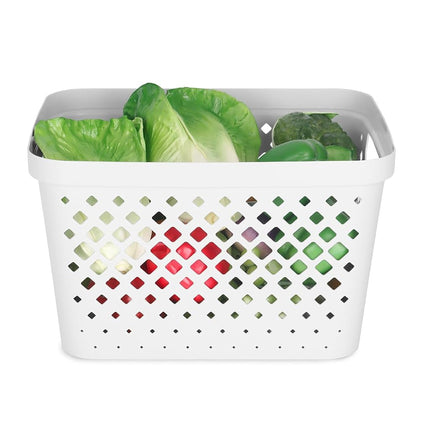 Glad Plastic Storage Basket Set, Value Pack of 6 | Open Storage Bins for Shelves, Bathroom, Pantry, Closet | Nesting Organizer Boxes with Handles, 4 Gallon, White
