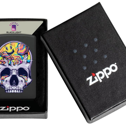 Zippo Skull Moon Design Windproof Lighter, Black Matte
