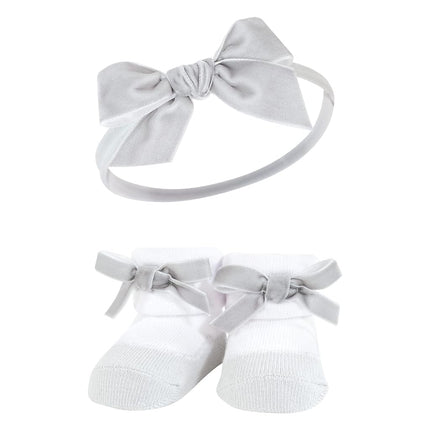 Hudson Baby Girl's Headband and Socks Giftset, Black Pink, One Size