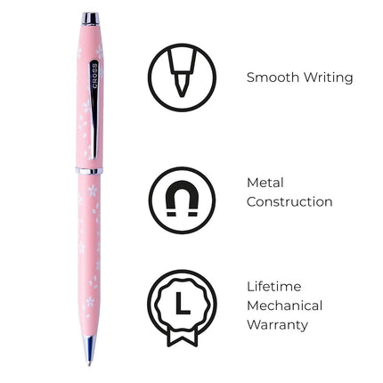 CROSS Century II AT0082-162 Limited Edition Sakura Day and Night Collection - Twist-Action ‎Brass Resin Ballpoint Pen with ‎Contoured Grip and Black Ink, Medium Point, 1 Pack, Daylight Pink