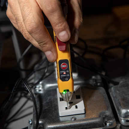 Klein Tools NCVT2PKIT Non-Contact Voltage Tester with Outlet Tester, 12-48V AC or 48-1000V AC Dual Range for Broad Application