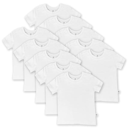HonestBaby Baby 5-Pack Short Sleeve T-Shirts 100% Organic Cotton, Toddler, Little Kid, Boy, Girl, Unisex Set, Bright White, 6-9 Months (Pack of 5)