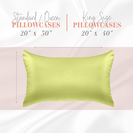 Elegant Comfort Silky and Luxurious 2-Piece Satin Pillowcase Set for Healthier Skin and Hair, Hidden Zipper Closure and Beautifully Packaged, Satin Pillowcase Set, King, Pistachio Green