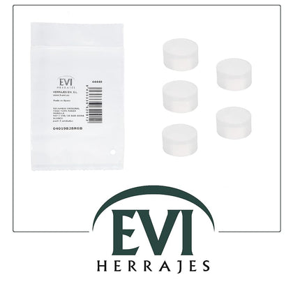 Replacement for Adhesive Door Stopper for Wall Mounting, Pack of 5 Units, Compatible with Various Models I-198/28 y I-254/35, Original Replacement Part, Natural Silicone Rubber, White EVI Herrajes