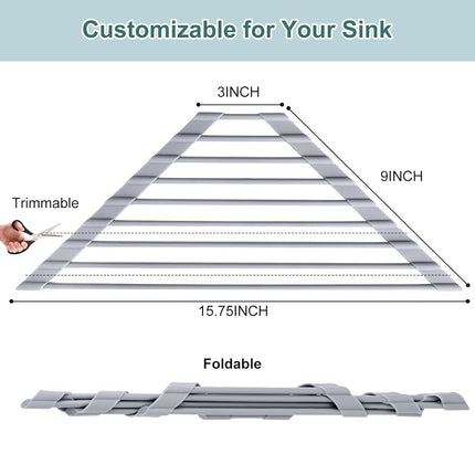 MERRYBOX Triangle Roll Up Dish Drying Rack Over The Sink, 2025 Anti-Rust Sink Drying Rack with Full Silicone Wrapped for Top of Corner, Anti-Slip Organizer for Kitchen