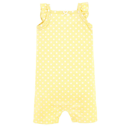 Hudson Baby Unisex Cotton Rompers, Yellow Daisy, 0-3 Months
