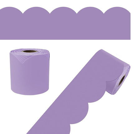 Carson Dellosa 65Ft of Lavender Bulletin Board Borders, 1 Roll of Lilac Scalloped Trim for Rolling Whiteboard, Cork and Posterboard, Pastel Purple Party, Easter, Spring Decorations and Classroom Decor